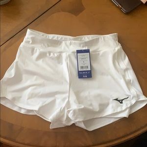 2 in 1 brand new with tag mizuno white shorts